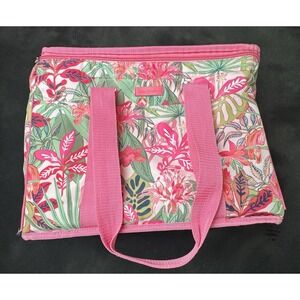 Vera Bradley Insulated Travel Cooler Bag Pink Tropical Rain Forest Picnic Tote